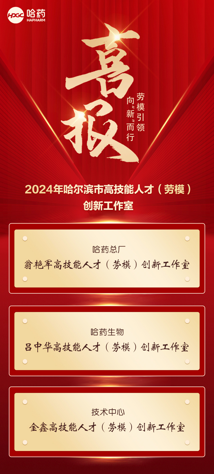 劳模引领 向“新”而行——华纳娱乐集团成功创建3个哈尔滨市高技能人才（劳模）创新工作室